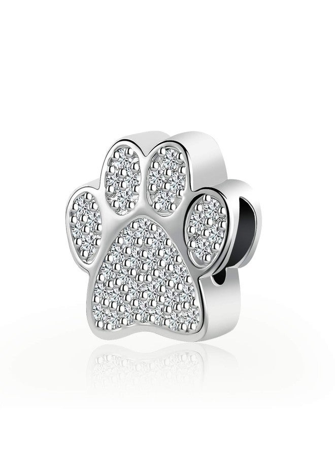 TGLS Spakling Crystal Dog Paw Charm Compatible With Pandora Charms Bracelets
